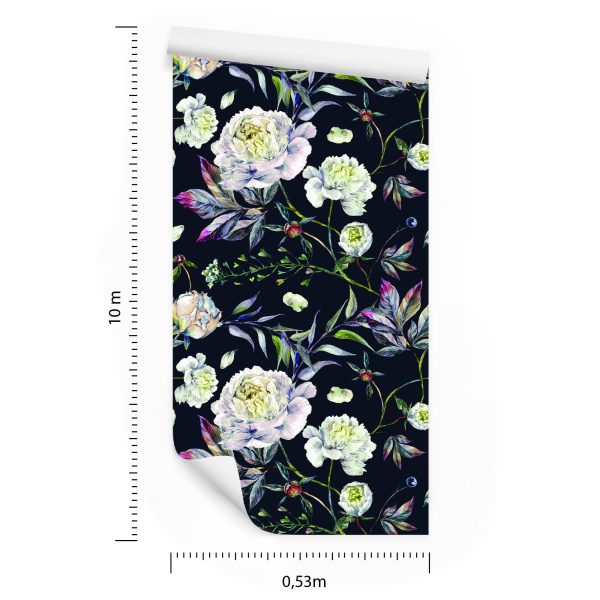 Behang Bloemen Pioenrozen Bladeren Vintage Stijl - Afbeelding 8