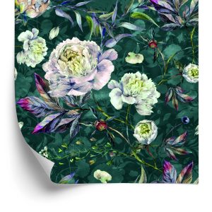 Behang Vintage Pioenrozen Bloemen