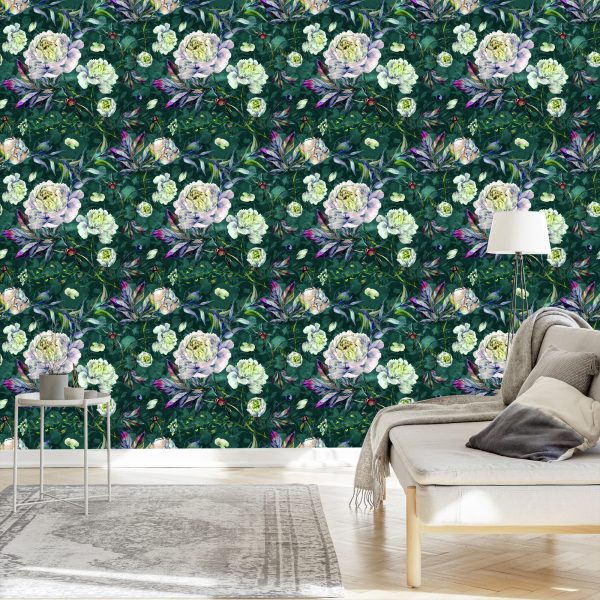 Behang Vintage Pioenrozen Bloemen - Afbeelding 3
