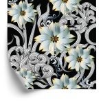 Behang Optisch Effect Van 3D-Bloemen Voor De Slaapkamer