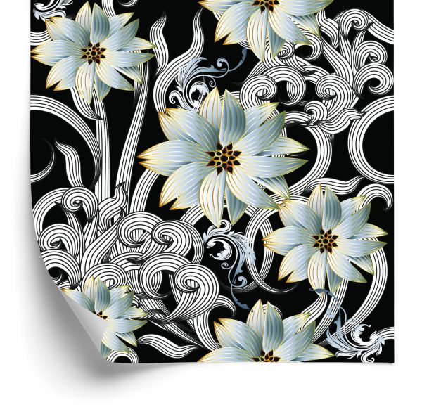 Behang Optisch Effect Van 3D-Bloemen Voor De Slaapkamer