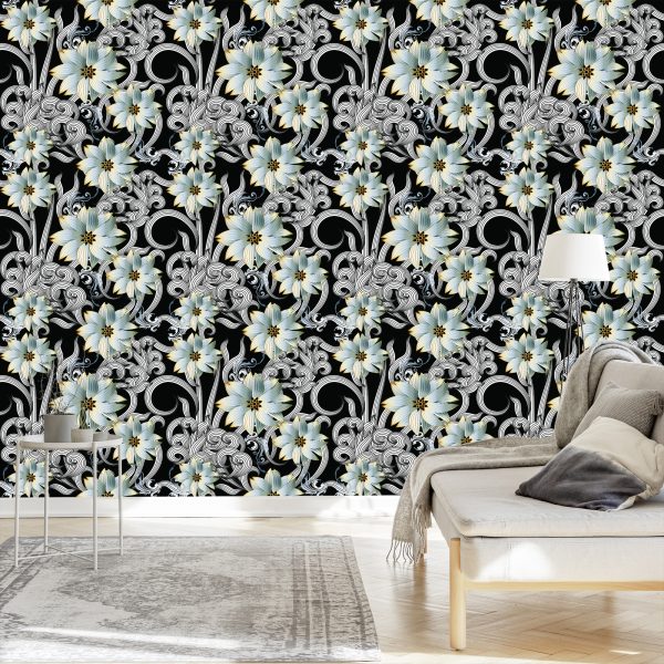 Behang Optisch Effect Van 3D-Bloemen Voor De Slaapkamer - Afbeelding 3