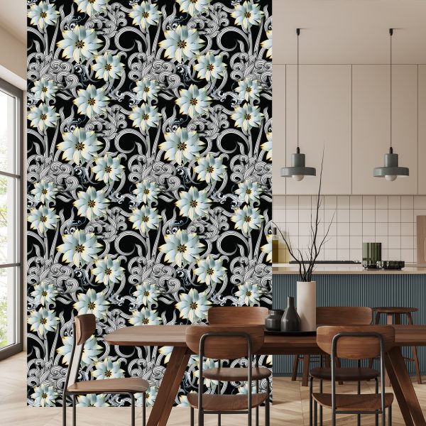 Behang Optisch Effect Van 3D-Bloemen Voor De Slaapkamer - Afbeelding 4