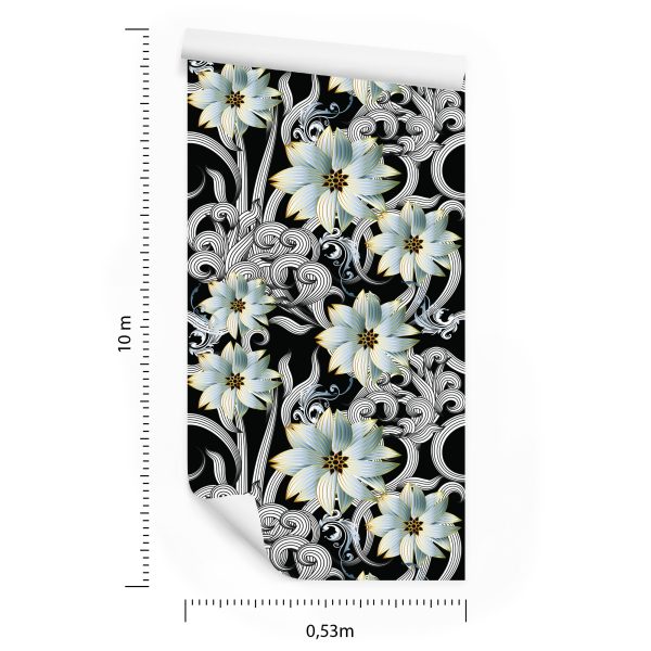 Behang Optisch Effect Van 3D-Bloemen Voor De Slaapkamer - Afbeelding 8