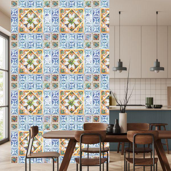 Behang Voor De Eetkamer Imitatie Van Tegels Barok Mozaïek - Afbeelding 4