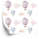 Behang Pastelkleurige Wolkballonnen Voor In De Babykamer