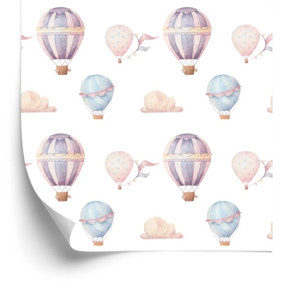 Behang Pastelkleurige Wolkballonnen Voor In De Babykamer