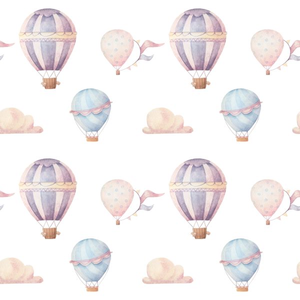 Behang Pastelkleurige Wolkballonnen Voor In De Babykamer - Afbeelding 2