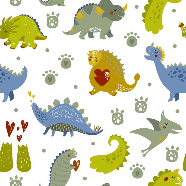 Behang Dinosaurussen Hart Stippen - Afbeelding 2