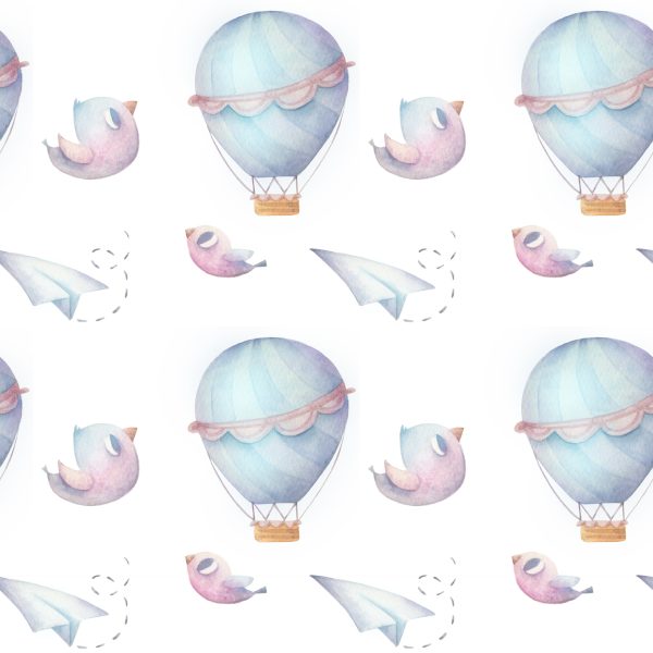 Behang Vogels In De Wolken Ballonnen In Een Babykamer - Afbeelding 2