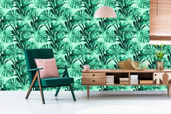 Behang Exotische Aquarelbladeren - Afbeelding 6