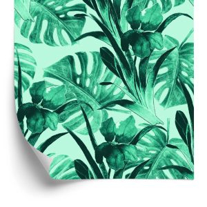 Behang Exotische Aquarelbladeren