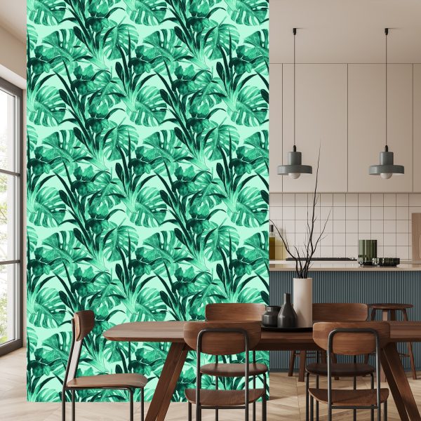 Behang Exotische Aquarelbladeren - Afbeelding 4