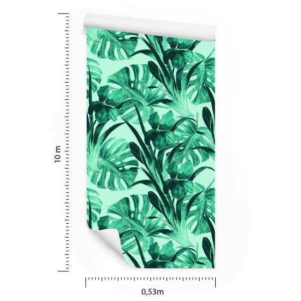 Behang Exotische Aquarelbladeren - Afbeelding 8