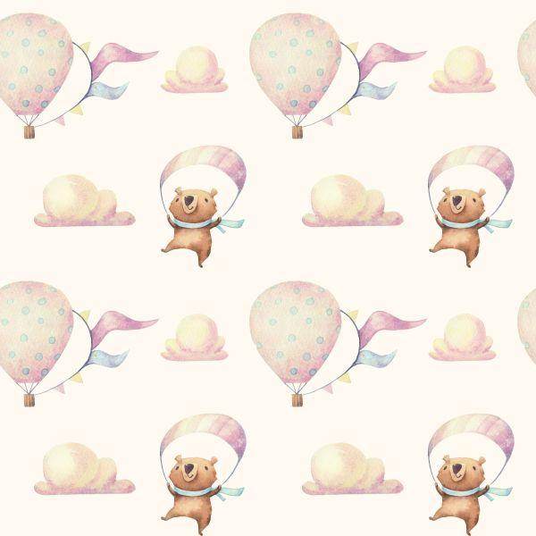 Behang Ballonnen In De Wolken Teddyberen Kinderkamer - Afbeelding 2