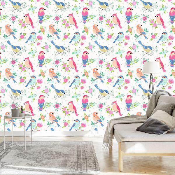 Behang Veelkleurige Vogels - Afbeelding 3