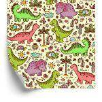 Behang Voor Kinderen, Dinosaurussen, Bloemen, Cactussen