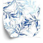 Behang Voor De Woonkamer, Delicaat Blauw Bladdecor
