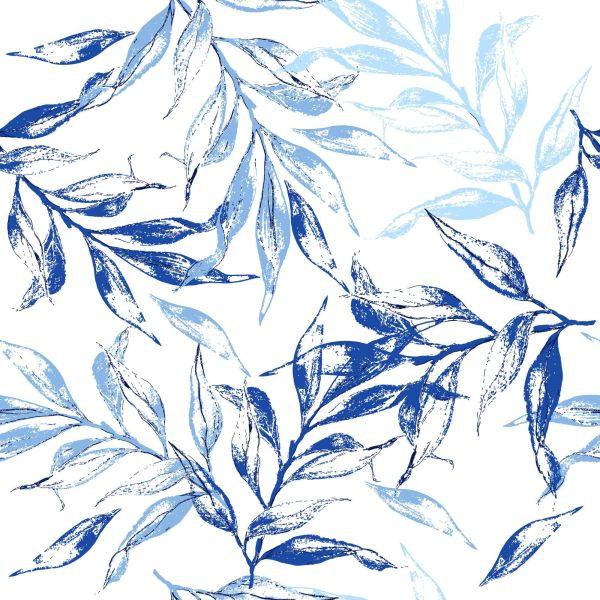 Behang Voor De Woonkamer, Delicaat Blauw Bladdecor - Afbeelding 2