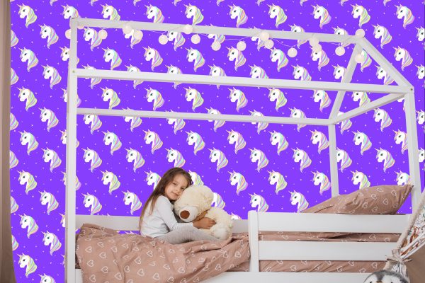 Behang Voor Kinderen - Eenhoorns Op De Achtergrond Van Sterren - Afbeelding 7