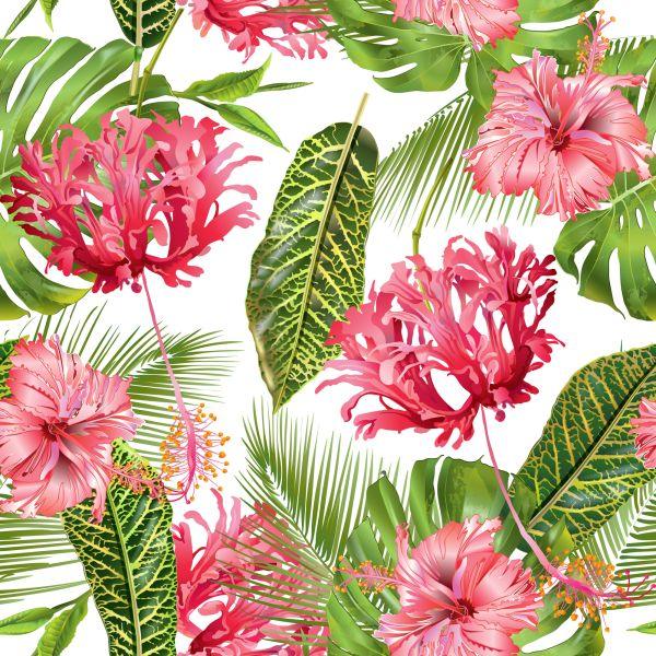 Behang Roze Bloemen Tussen De Bladeren - Afbeelding 2