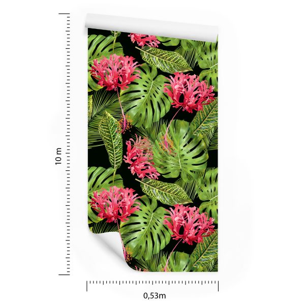 Behang Tropische Bloemen In Bladeren - Afbeelding 8