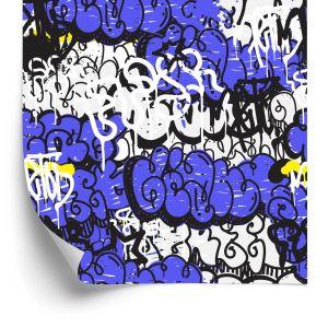 Behang Graffiti Met Paarse Elementen