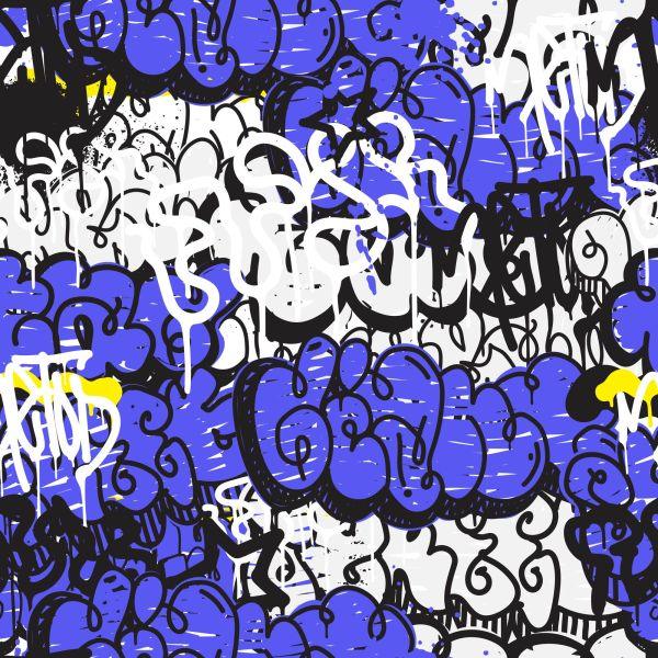 Behang Graffiti Met Paarse Elementen - Afbeelding 2