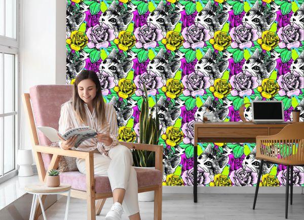 Behang Katten, Vogels En Rozen - Afbeelding 7