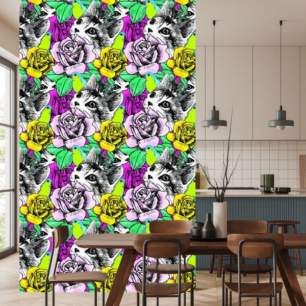Behang Katten, Vogels En Rozen - Afbeelding 4