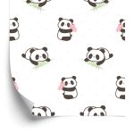 Behang Panda's Met Bloemen