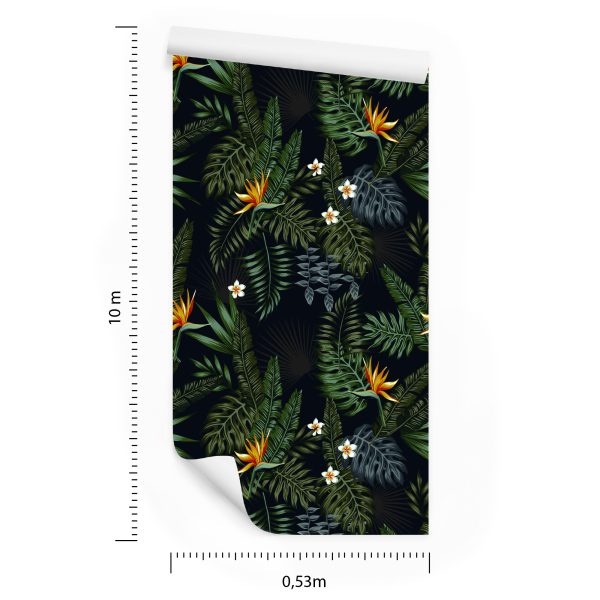 Behang Tropische Bladeren En Bloemen - Afbeelding 8