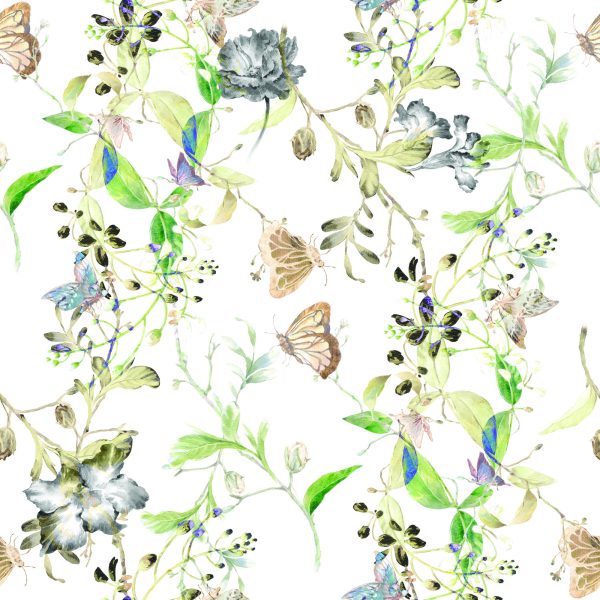 Behang Bloemen Bladeren Aquarel Retro - Afbeelding 2