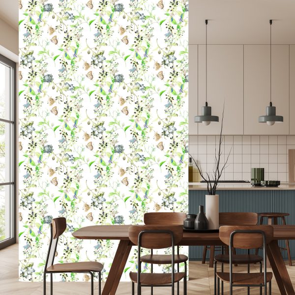 Behang Bloemen Bladeren Aquarel Retro - Afbeelding 4