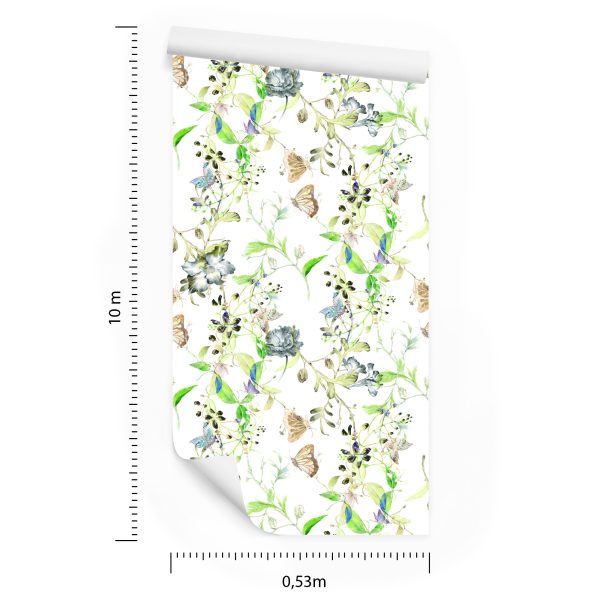 Behang Bloemen Bladeren Aquarel Retro - Afbeelding 8