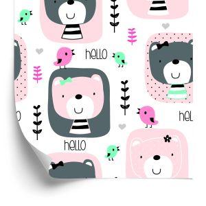 Behang Planten Vogels Teddyberen