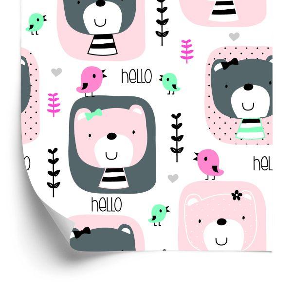 Behang Planten Vogels Teddyberen