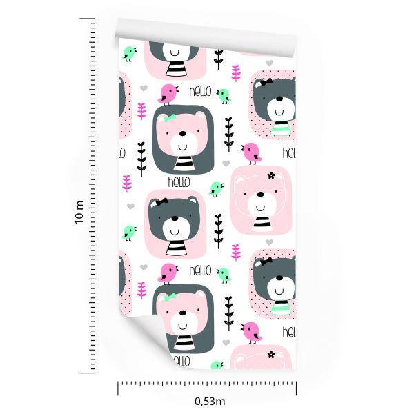 Behang Planten Vogels Teddyberen - Afbeelding 8
