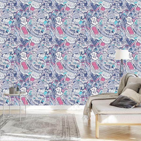 Behang Graffiti In Pastelkleuren - Afbeelding 3