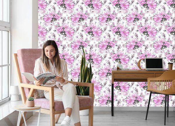 Behang Modieuze Rozen In Pastelkleuren - Afbeelding 7