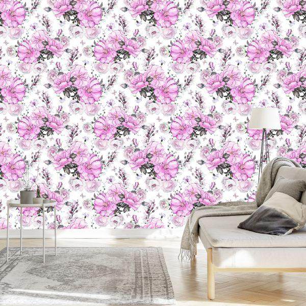Behang Modieuze Rozen In Pastelkleuren - Afbeelding 3