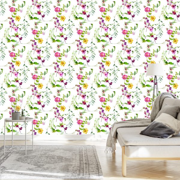 Behang Veld Bloemen - Afbeelding 3