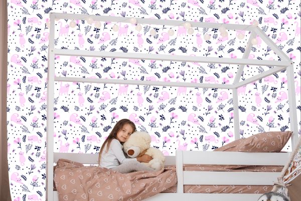 Behang Voor Kinderen - Slapende Roze Katten - Afbeelding 7