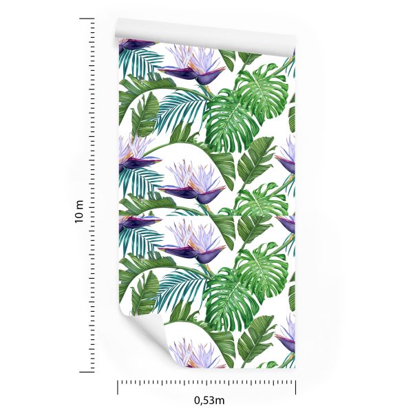 Behang Violette Bloemen Met Bladeren - Afbeelding 8