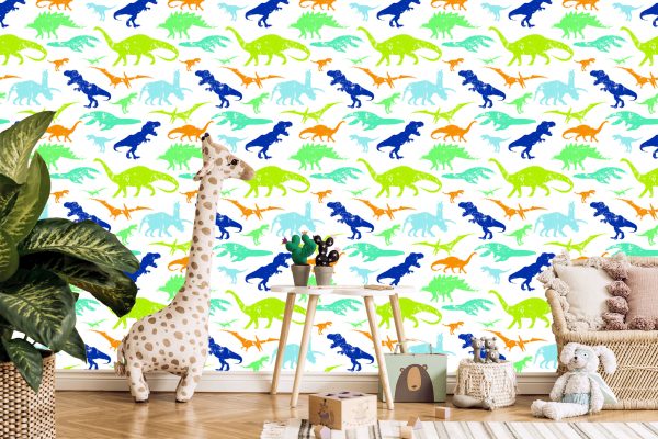 Behang Kleurrijke Dinosaurussen Kinderkamer - Afbeelding 5