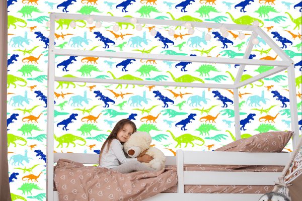 Behang Kleurrijke Dinosaurussen Kinderkamer - Afbeelding 7