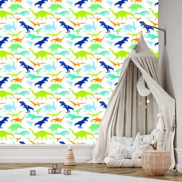 Behang Kleurrijke Dinosaurussen Kinderkamer - Afbeelding 3