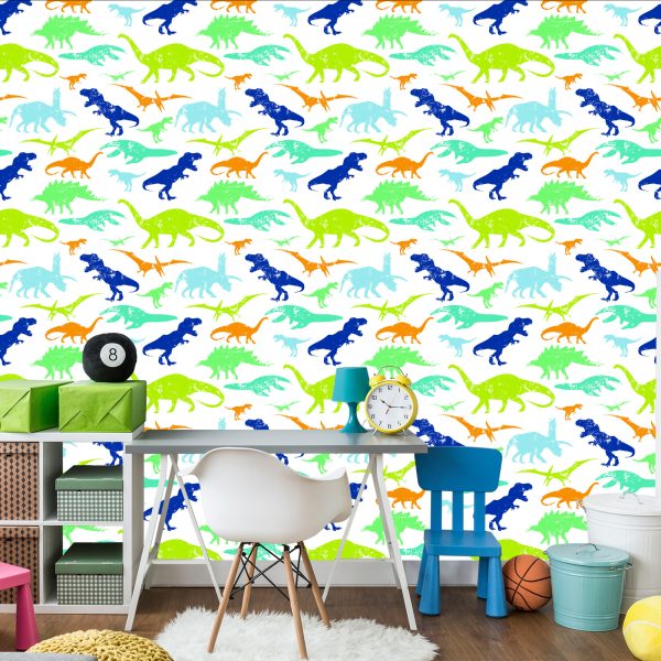 Behang Kleurrijke Dinosaurussen Kinderkamer - Afbeelding 4
