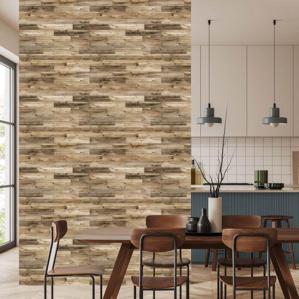 Behang Houtstructuur Planken Voor Slaapkamer - Afbeelding 4