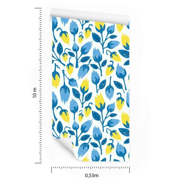 Behang Modieuze Bloemen In Retrostijl - Afbeelding 8